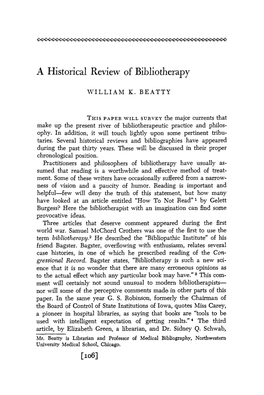 A Historical Review of Bibliotherapy