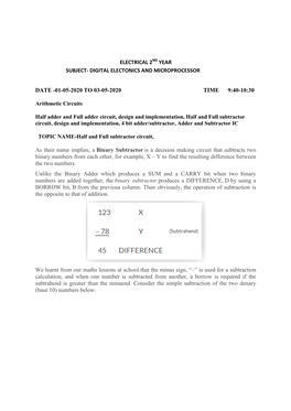 Digital Electonics and Microprocessor Date