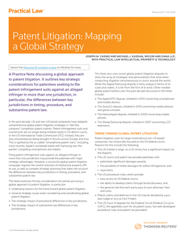 Patent Litigation: Mapping a Global Strategy