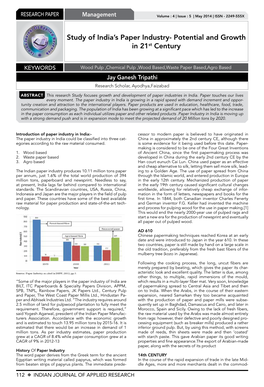 Study of India's Paper Industry