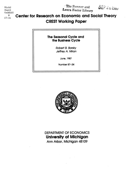 Center for Research on Economic and Social Theory CREST Working Paper