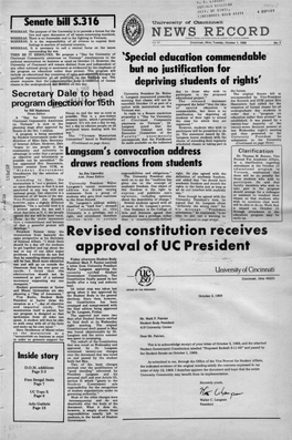 University of Cincinnati News Record. Tuesday, October 7, 1969. Vol. LVII