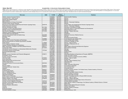 Accepted Titles May 2021