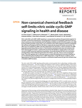 Non-Canonical Chemical Feedback Self-Limits Nitric Oxide-Cyclic GMP Signaling in Health and Disease Vu Thao-Vi Dao1,2,9, Mahmoud H