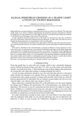 Illegal Pedestrian Crossing at a Traffic Light: a Study on Tourist Behaviour