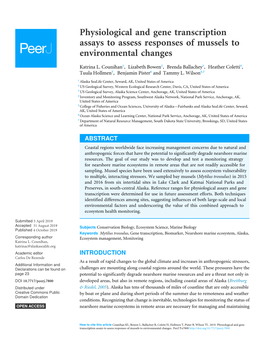 Physiological and Gene Transcription Assays to Assess Responses of Mussels to Environmental Changes