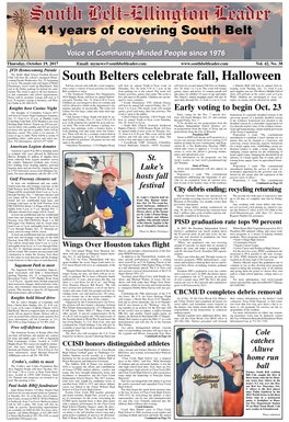 Thursday, October 19, 2017 Email: Mynews@Southbeltleader.Com Vol