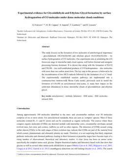 Experimental Evidence for Glycolaldehyde and Ethylene Glycol Formation by Surface Hydrogenation of CO Molecules Under Dense Molecular Cloud Conditions