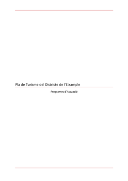 Pla De Turisme Del Districte De L'eixample