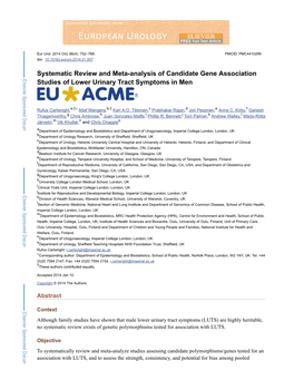 Systematic Review and Meta-Analysis of Candidate Gene Association Studies of Lower Urinary Tract Symptoms in Men