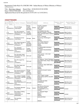 Registration Under Rule 45 of MCDR 1988