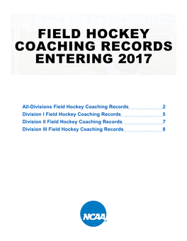 Field Hockey Coaching Records Entering 2017