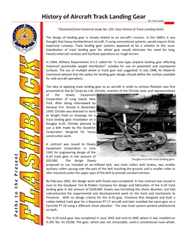 History of Aircraft Track Landing Gear By: Tony Landis