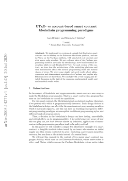 Arxiv:2003.14271V4 [Cs.LO] 20 Jul 2020 Ugs Oiiy Hc Uso H Teembokhi,Woenat Whose Blockchain, Ethereum the Ether on Runs Bank