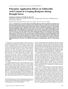 Polyamine Application Effects on Gibberellic Acid Content in Creeping Bentgrass During Drought Stress