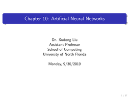 Chapter 10: Artificial Neural Networks