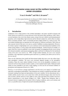 Impact of Eurasian Snow Cover on the Northern Hemisphere Winter Circulation