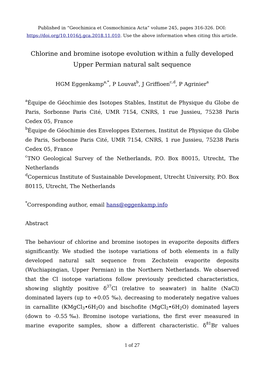 Chlorine and Bromine Isotope Evolution Within a Fully Developed Upper Permian Natural Salt Sequence