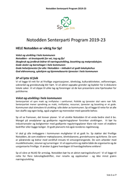 Notodden Senterparti Program 2019-23