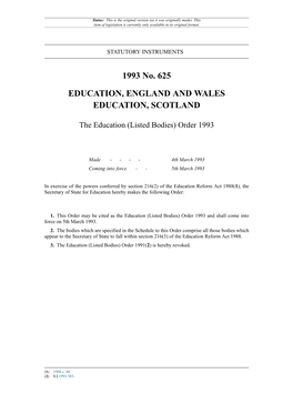 The Education (Listed Bodies) Order 1993