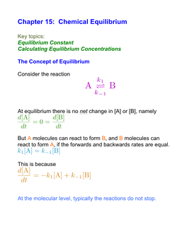 The Equilibrium Constant