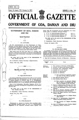 Official -- Gazette Government, Of' Goa