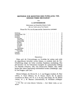 BEITRÄGE ZUR KENNTNIS DER PUPILLACEA VIII. EINIGES ÜBER ORCULIDAE 1 Von Wenn Auch Die Untersuchungen an Orculidae Bei Weitem N