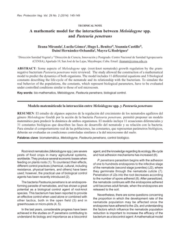 A Mathematic Model for the Interaction Between Meloidogyne Spp. and Pasteuria Penetrans