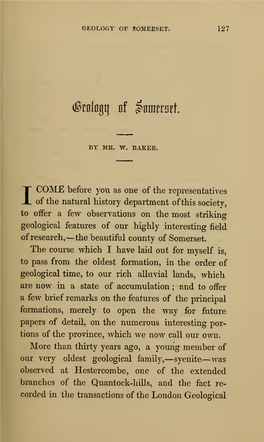 Baker, W, Geology of Somerset, Volume 1