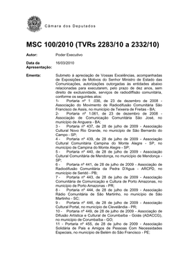 MSC 100/2010 (Tvrs 2283/10 a 2332/10)