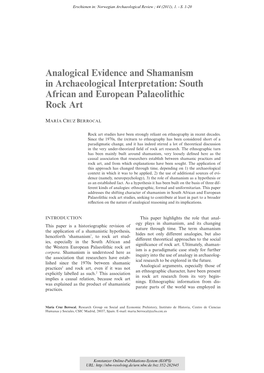 Analogical Evidence and Shamanism in Archaeological Interpretation: South African and European Palaeolithic Rock Art