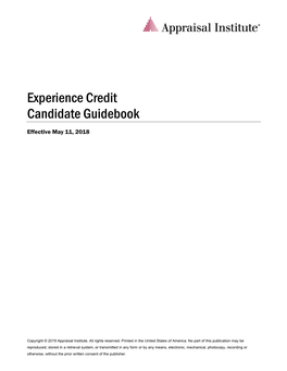 Experience Credit Candidate Guidebook