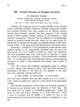 149. Crystal Structure of Enargite (Cu3ass4)