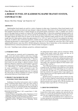 A Bored Tunnel on Kaohsiung Rapid Transit System, Contract CR2 33