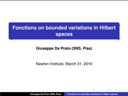 Fonctions on Bounded Variations in Hilbert Spaces