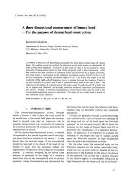 A Three-Dimensional Measurement of Human Head ―For the Purpose of Dummyhead Construction