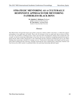 Strategic Mentoring As a Culturally Responsive Approach for Mentoring Fatherless Black Boys