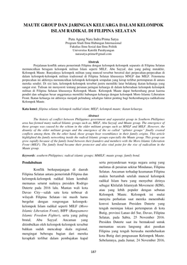 Maute Group Dan Jaringan Keluarga Dalam Kelompok Islam Radikal Di Filipina Selatan