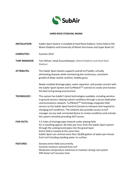 Hard Rock Stadium Fact Sheet