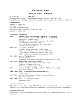 Curriculum Vitae Michael John Thompson