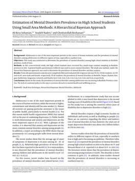 Estimation of Mental Disorders Prevalence in High School