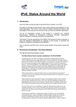 Ipv6 Status Around the World