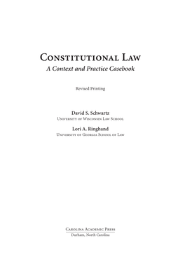 Constitutional Law a Context and Practice Casebook