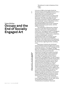 Occupy and the End of Socially Engaged