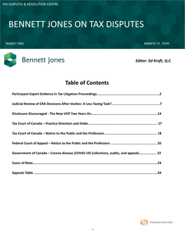 Bennett Jones on Tax Disputes