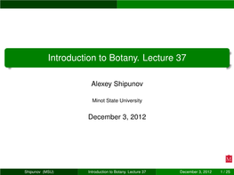 Introduction to Botany. Lecture 37