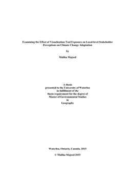 Examining the Effect of Visualization Tool Exposure on Local-Level Stakeholder Perceptions on Climate Change Adaptation