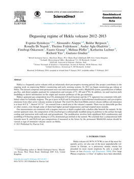 Degassing Regime of Hekla Volcano 2012Â€“2013