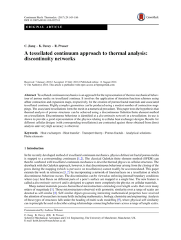 A Tessellated Continuum Approach to Thermal Analysis: Discontinuity Networks