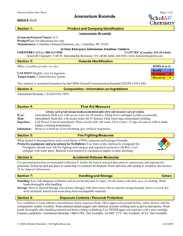 Ammonium Bromide MSDS # 39.00